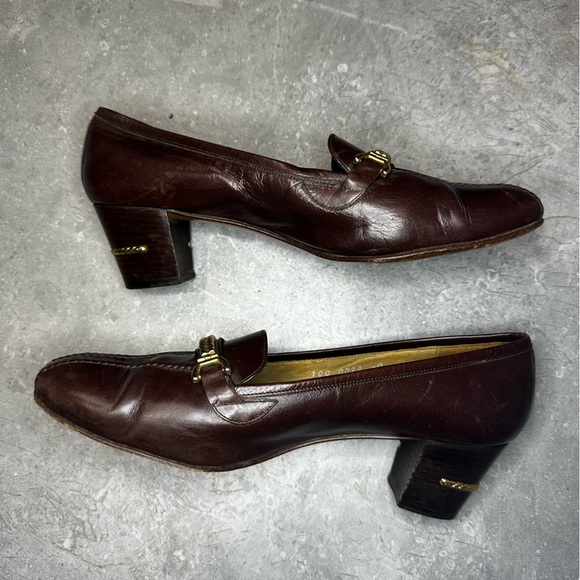 Gucci Vintage 70s Horsebit Pumps Heel Brown Leather 40 EU 9.5 US Preppy - Picture 9 of 9